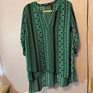 Black & teal asymmetrical hem tunic - Size 18W